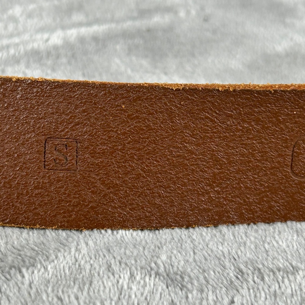 Vintage Fossil Brand Leather Belt Small Distressed Floral Patchwork Brown Multi - Picture 6 of 10